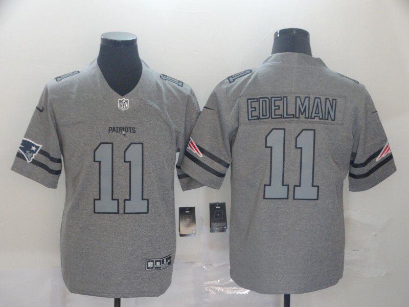 Men New England Patriots #11 Edelman Grey Retro Nike NFL Jerseys->new england patriots->NFL Jersey